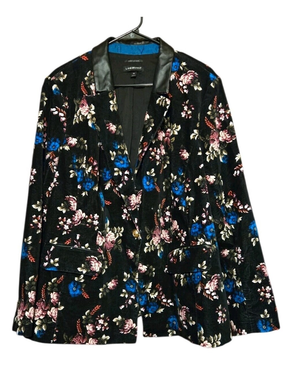 Lane Bryant The Bryant Blazer Black Velvet Floral Plus Dark Academia Sz 24